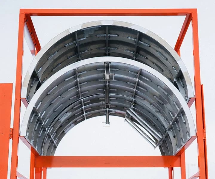 Two EasyDig aluminum half-circle panels staged for assembly