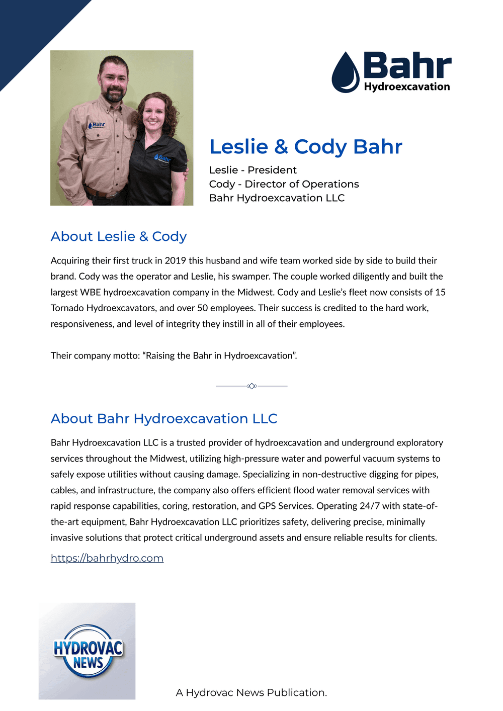 Leslie & Cody Bahr - Bahr Hydroexcavation LLC