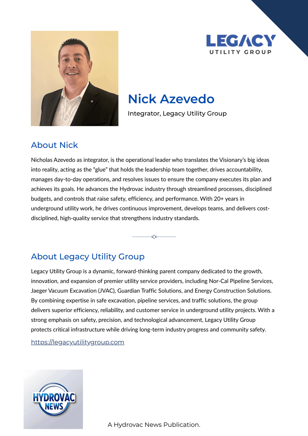 Nick Azevedo - Legacy Utility Group